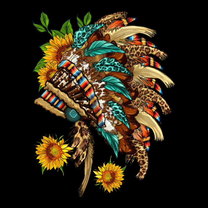 Indian Headdress With Pattern And Sunflowers Ladies Tee by HRA Design Shop | Teevron
