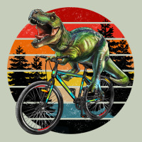 T Rex Dinosaur Riding Bicycle With Retro Forest Sunset Ladies Tee | Teevron
