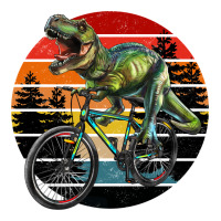 t rex dinosaur riding bicycle with retro forest sunset | Teevron
