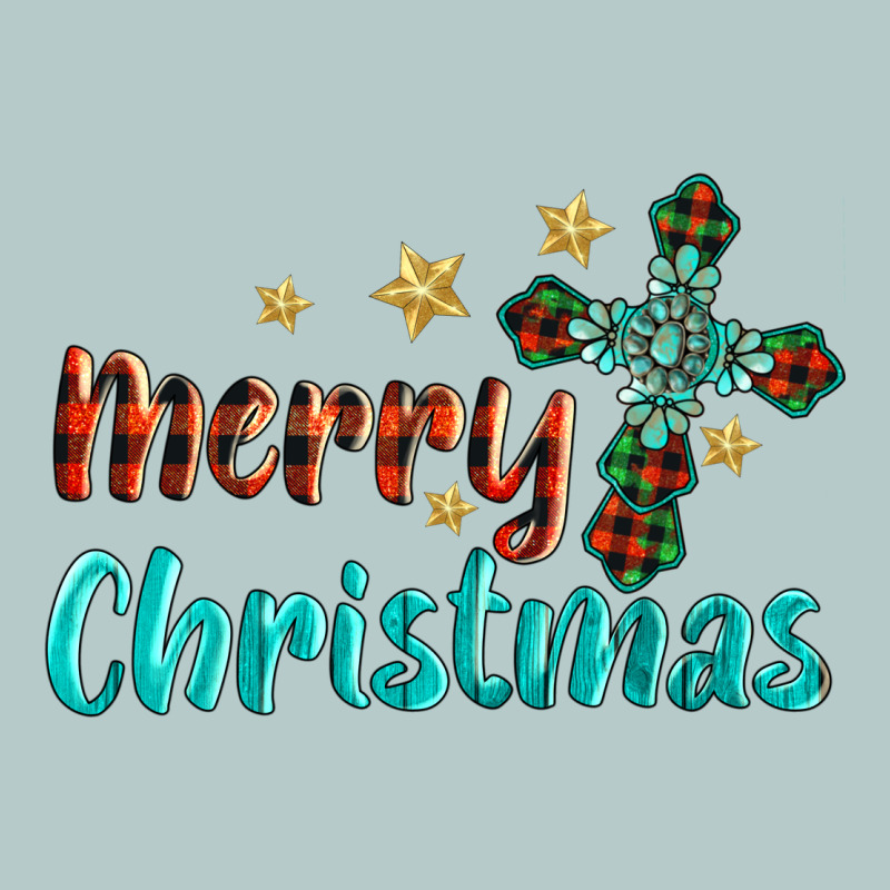 Merry Christmas Turquoise Gemstones Cross Heavy Core Tee by BarkalooDesign | Teevron