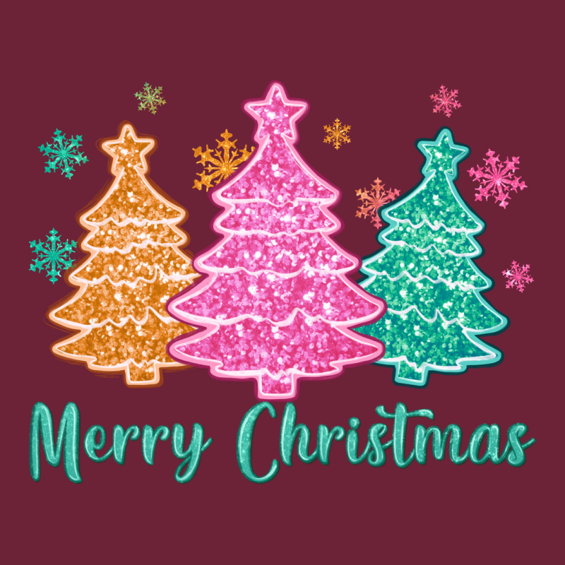 Merry Christmas Glitter Trees Long Sleeve Tee by MaliasSmallBusiness | Teevron