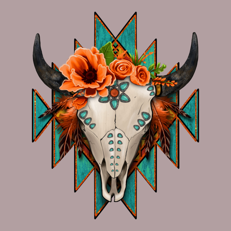 Aztec Turquoise Bull Skull Vintage Hoodie by Jasminsmagicworld | Teevron