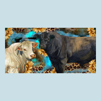 Charolais And Black Angus Bull With Sunflower And Leopard Ladies Tee | Teevron