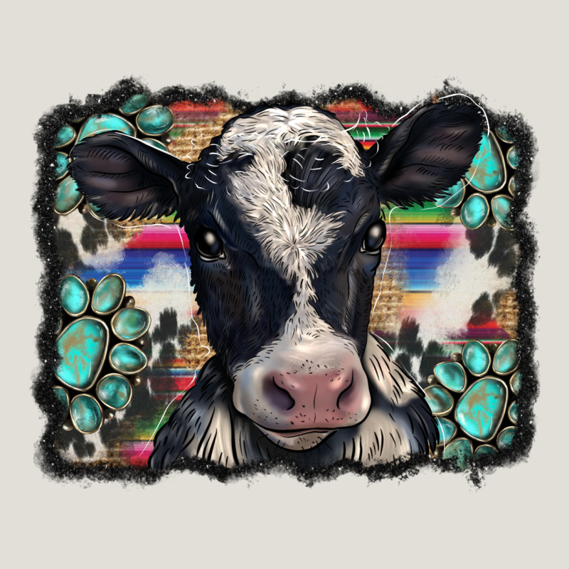 Western Background Turquoises Gemstones Black And White Baby Cow Heavy Core Tee by BarkalooDesign | Teevron