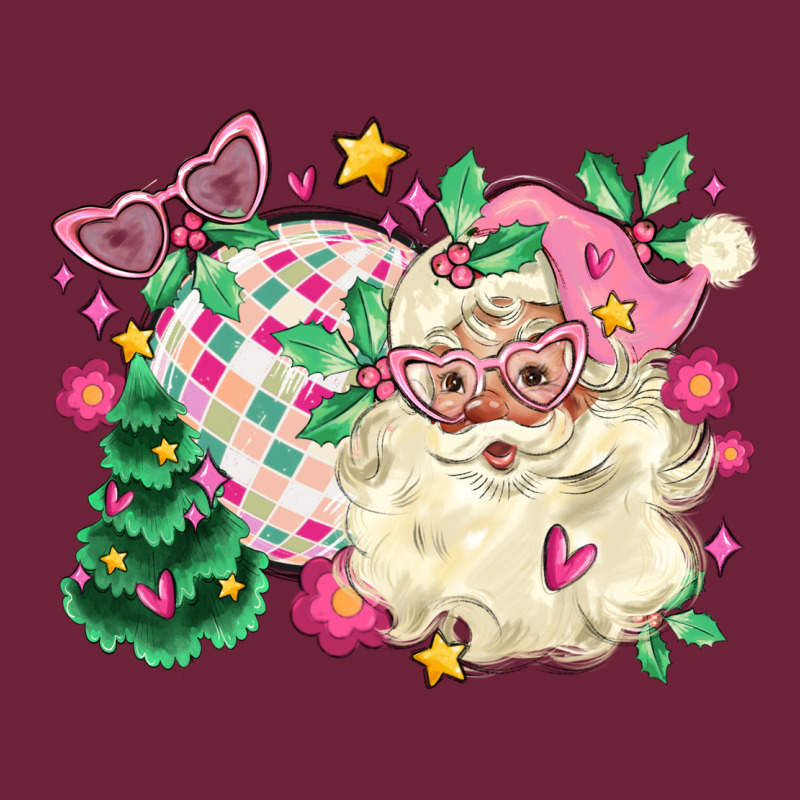 Pink Santa And Disco Ball With Christmas Tree Long Sleeve Tee by MaliasSmallBusiness | Teevron