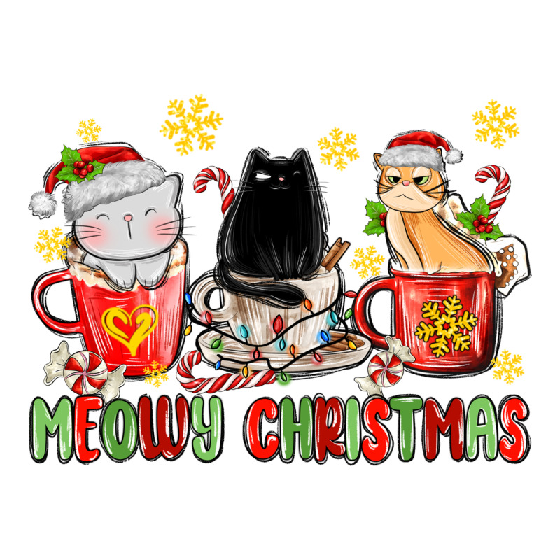 Meowy Christmas Cats Coffee Cups Long Sleeve Tee by MaliasSmallBusiness | Teevron