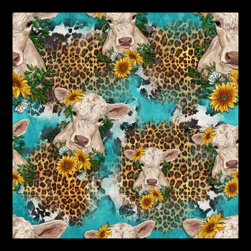 Charolais Cow And Sunflowers Seamless Pattern Ladies Tee by HRA Design Shop | Teevron