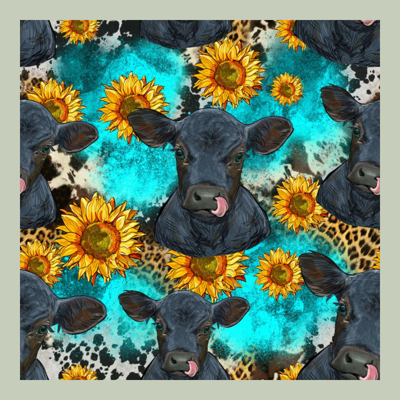 Black Angus And Sunflowers Seamless Pattern Ladies Tee by HRA Design Shop | Teevron
