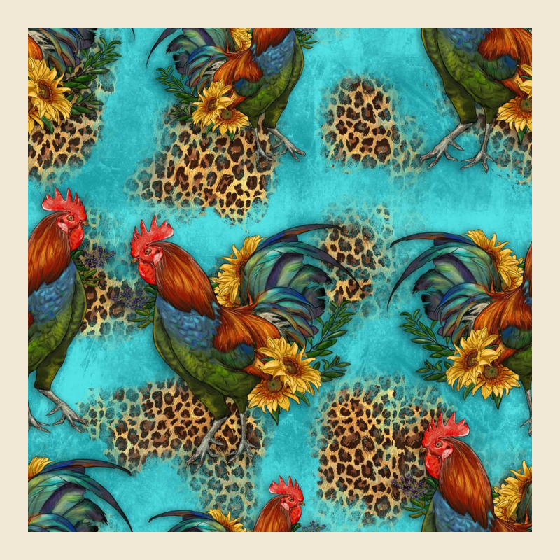 Rooster And Sunflowers Seamless Pattern Ladies Tee by HRA Design Shop | Teevron