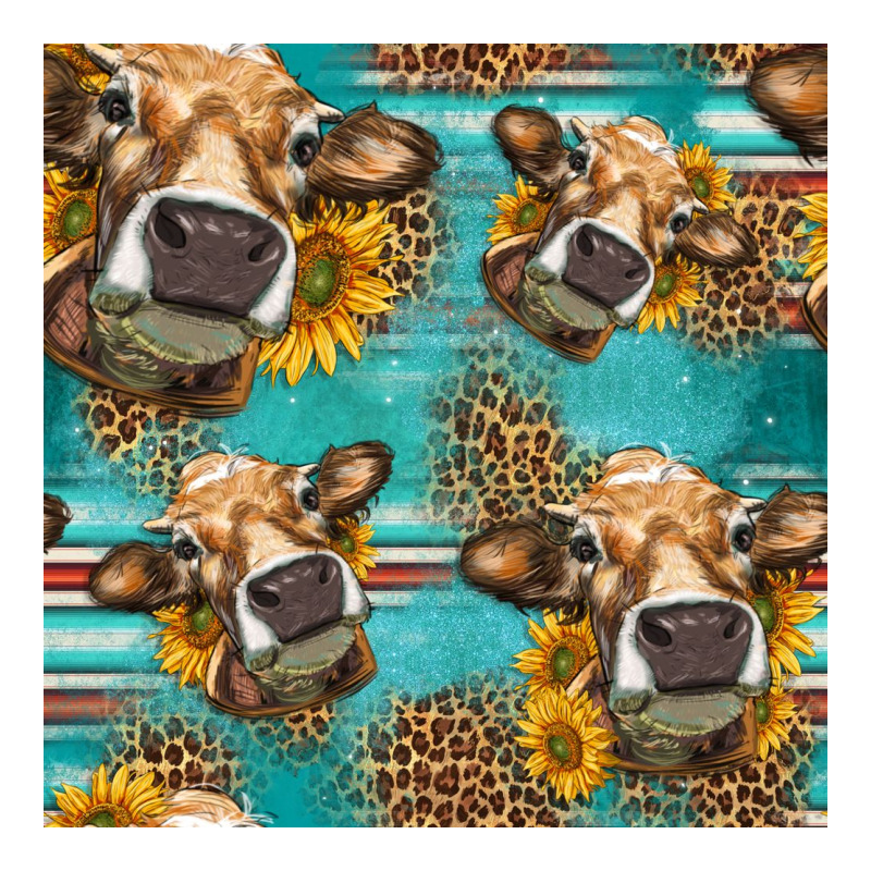 Western Sunflowers Cow Seamless Pattern Ladies Tee by HRA Design Shop | Teevron
