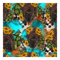 western bison and sunflowers seamless pattern | Teevron