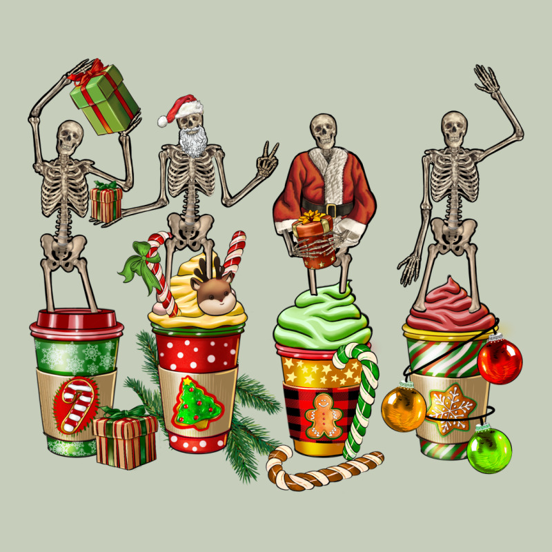 Christmas Skeleton Coffee Cups Ladies Tee by FaDigitalArtStudio | Teevron