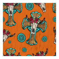 Western Cross And Bull Skull Seamless Pattern Ladies Tee | Teevron