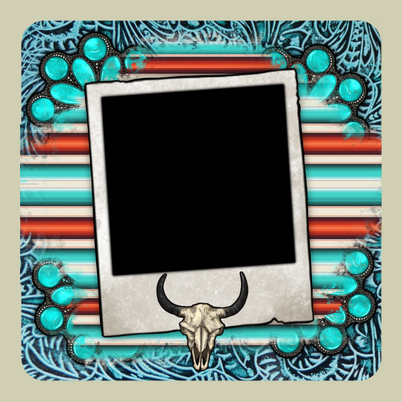 Gemstone Turquoise Serape Custom Photo Frame Coaster Heavy Core Tee by BarkalooDesign | Teevron