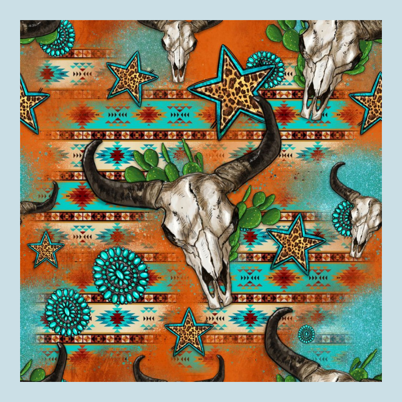 Western Bull Skull Seamless Pattern Ladies Tee by HRA Design Shop | Teevron