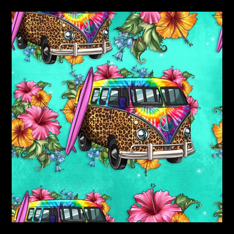 Floral Hippie Truck Seamless Pattern Ladies Tee by HRA Design Shop | Teevron