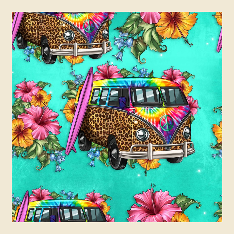 Floral Hippie Truck Seamless Pattern Ladies Tee by HRA Design Shop | Teevron