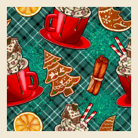 Christmas Hot Chocolate And Cookie Seamless Pattern Premium Tee | Teevron