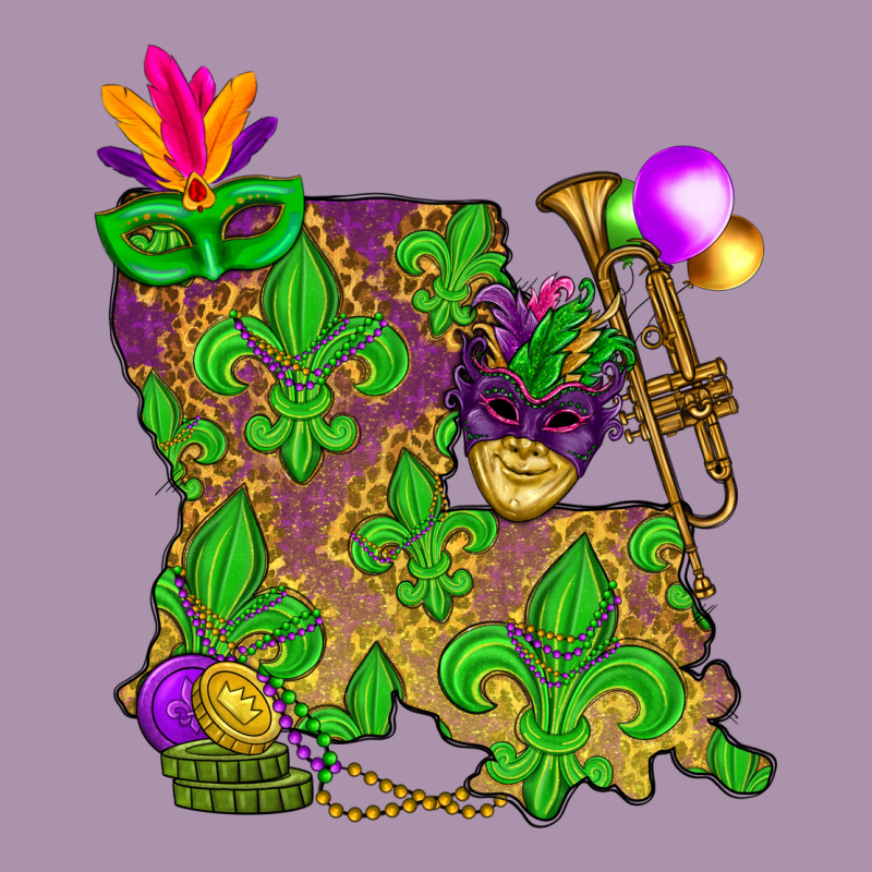 Louisiana Map Mardi Gras Heavyweight Hoodie by HowdyJamesFarm | Teevron