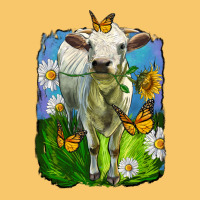 Charolais Heifer With Sunflower And Daisies Vintage Hoodie | Teevron