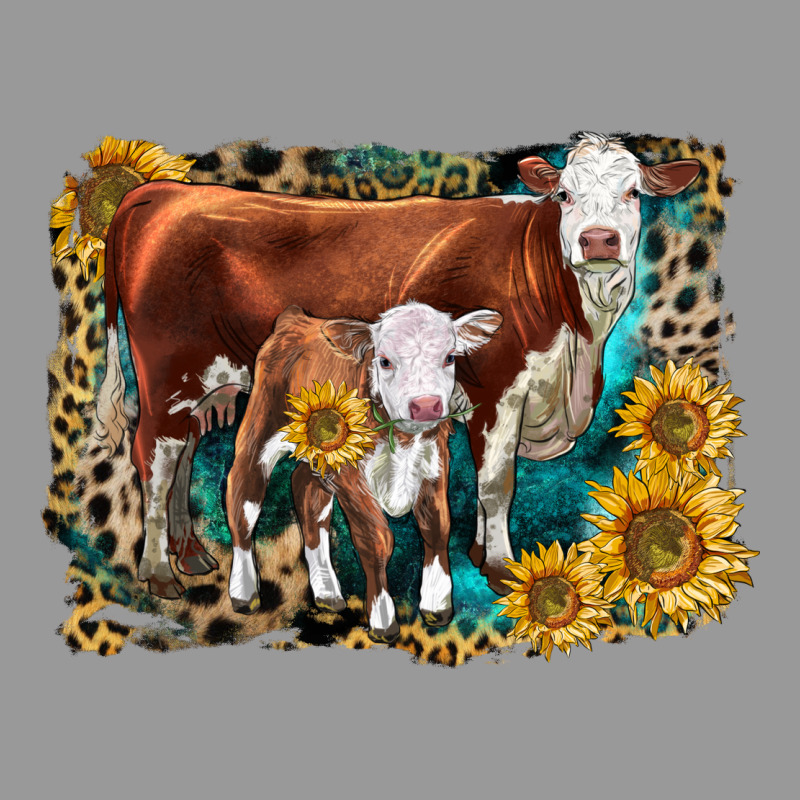 Hereford Cow And Hereford Calf With Leopard Vintage Hoodie by LillyAllenDesigns | Teevron