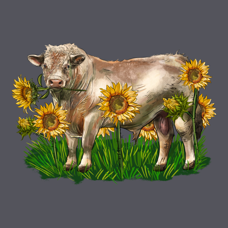 Charolais Bull With Sunflowers Vintage Hoodie by LillyAllenDesigns | Teevron