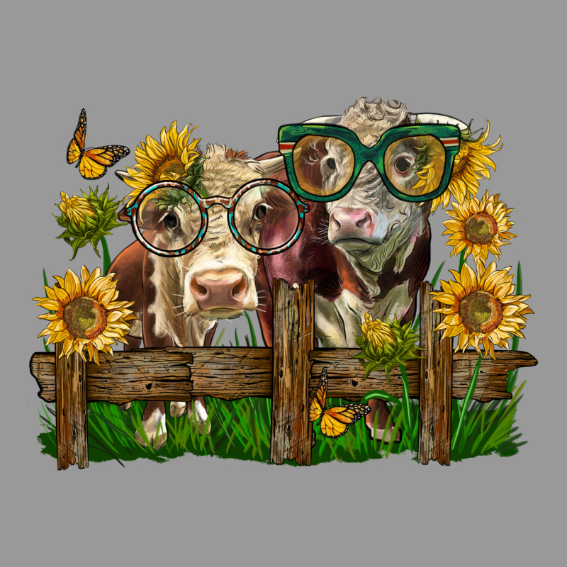 Hereford Bull And Heifer With Sunflowers Vintage Hoodie by LillyAllenDesigns | Teevron