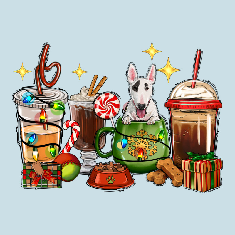 Christmas Coffee Cups With Bull Terrier Ladies Tee by RanaPortraitStore | Teevron