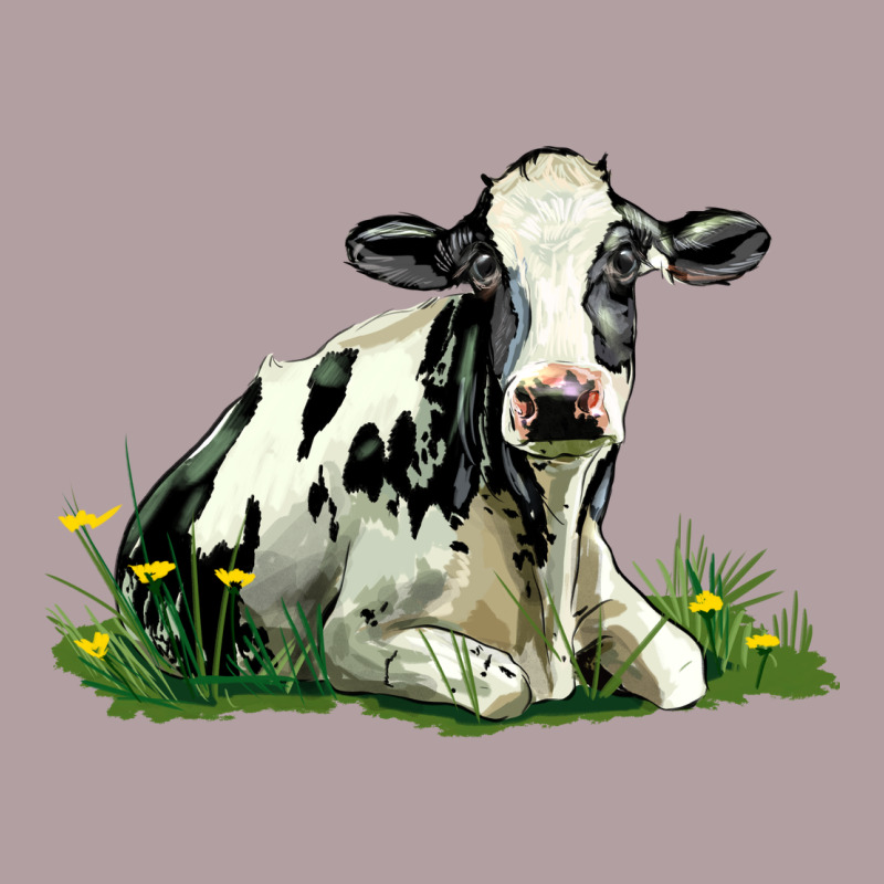 Holstein Cow Sitting Vintage Hoodie by LillyAllenDesigns | Teevron