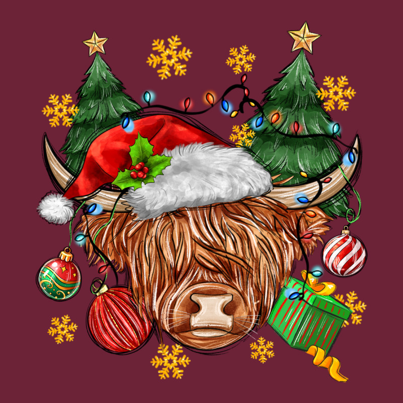 Christmas Highland Cow Long Sleeve Tee by MaliasSmallBusiness | Teevron