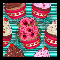 Valentines Day Flower Cupcakes And Serape Seamless Pattern Premium Tee | Teevron
