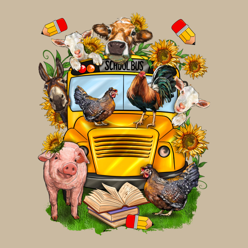 Farm Animals With School Bus Long Sleeve Tee by NancyCooperArtShop | Teevron