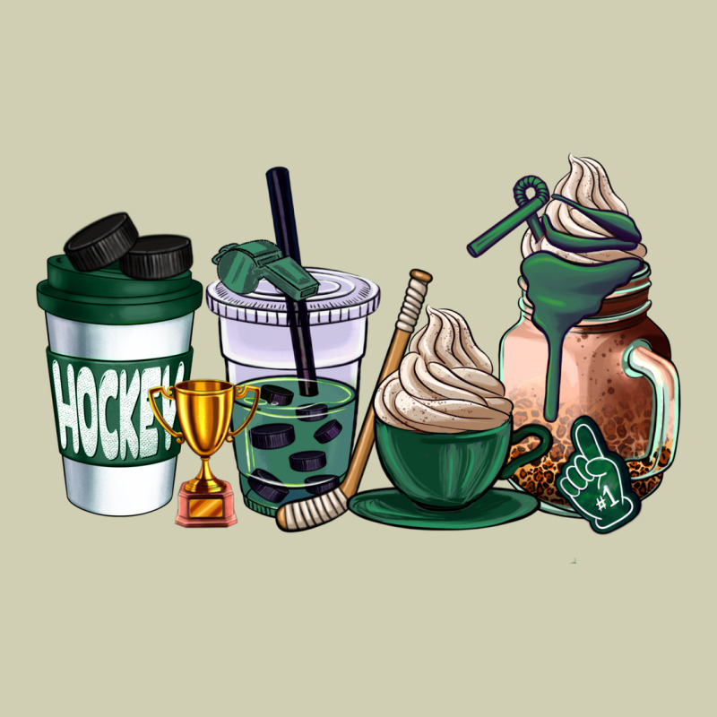 Hunter Green Hockey Coffee Cups Heavy Core Tee by AdoDesignShop | Teevron