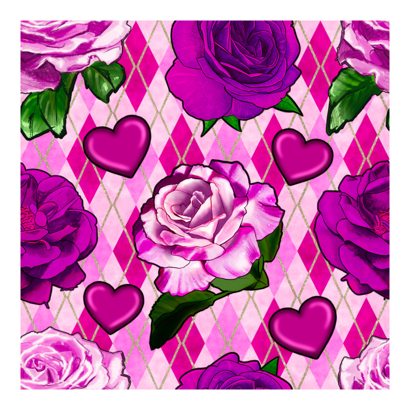 Valentines Day Roses And Diamond Plaid Seamless Pattern Premium Tee by BundleAndBundleShop | Teevron