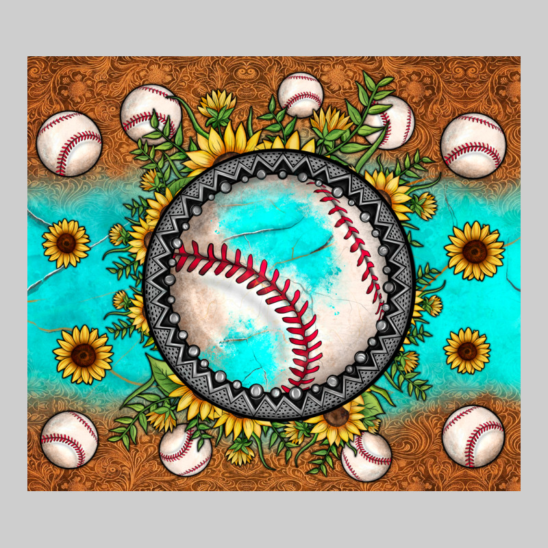 Baseball Turquoise Sunflower Premium Tee by JahusDesignShop | Teevron