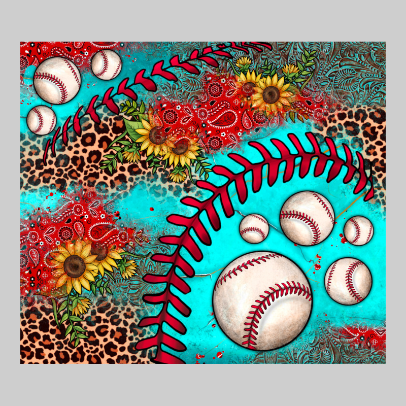 Baseball Leopard Turquoise Sunflower Premium Tee by JahusDesignShop | Teevron