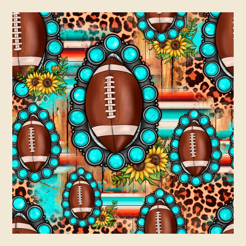 Football Leopard Turquoise Gemstone Sunflower Seamless Pattern Premium Tee by JahusDesignShop | Teevron