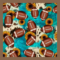 Football Turquoise Cowhide Sunflower Seamless Pattern Premium Tee | Teevron