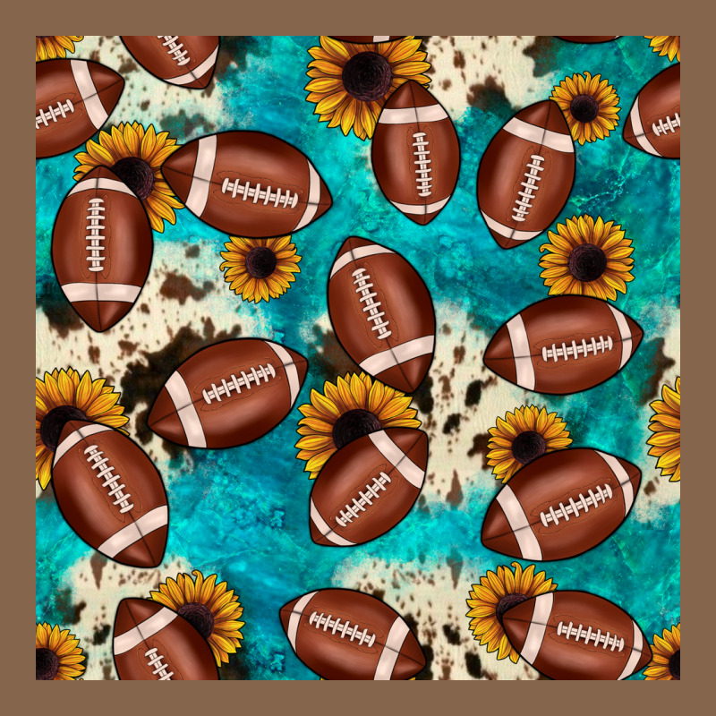 Football Turquoise Cowhide Sunflower Seamless Pattern Premium Tee by JahusDesignShop | Teevron