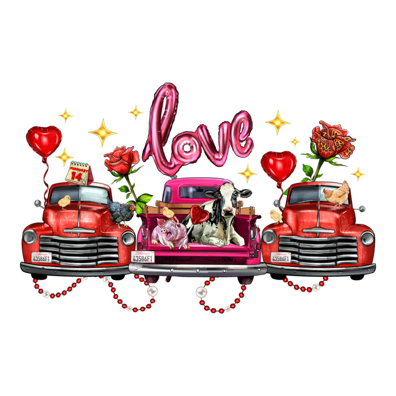 Valentine's Day Farm Trucks Farm Animals Ladies Tee by FaDigitalArtStudio | Teevron