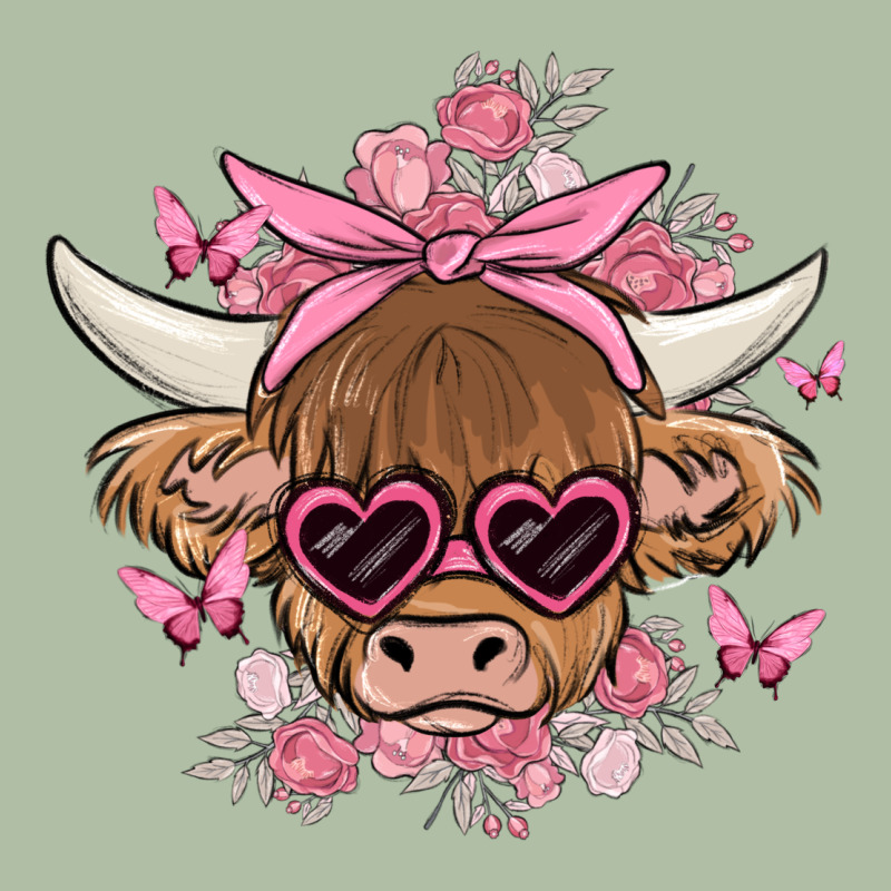 Cow With Flowers And Butterflies Urban Heavy Tee by MaliasSmallBusiness | Teevron