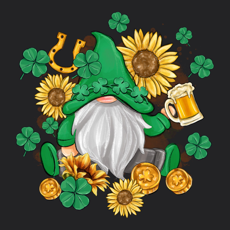 St Patrick's Day Shamrock Sunflowers Gnome Vintage Tee by MaliasSmallBusiness | Teevron
