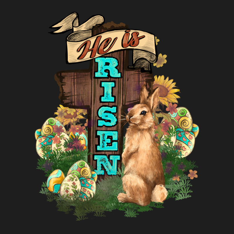 He Is Risen Bunny Cross Easter Day Heavyweight Hoodie by HowdyJamesFarm | Teevron