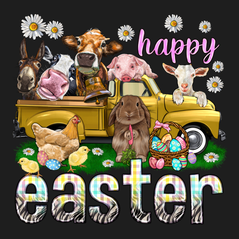 Happy Easter Truck With Farm Animals Easter Day Heavyweight Hoodie by HowdyJamesFarm | Teevron