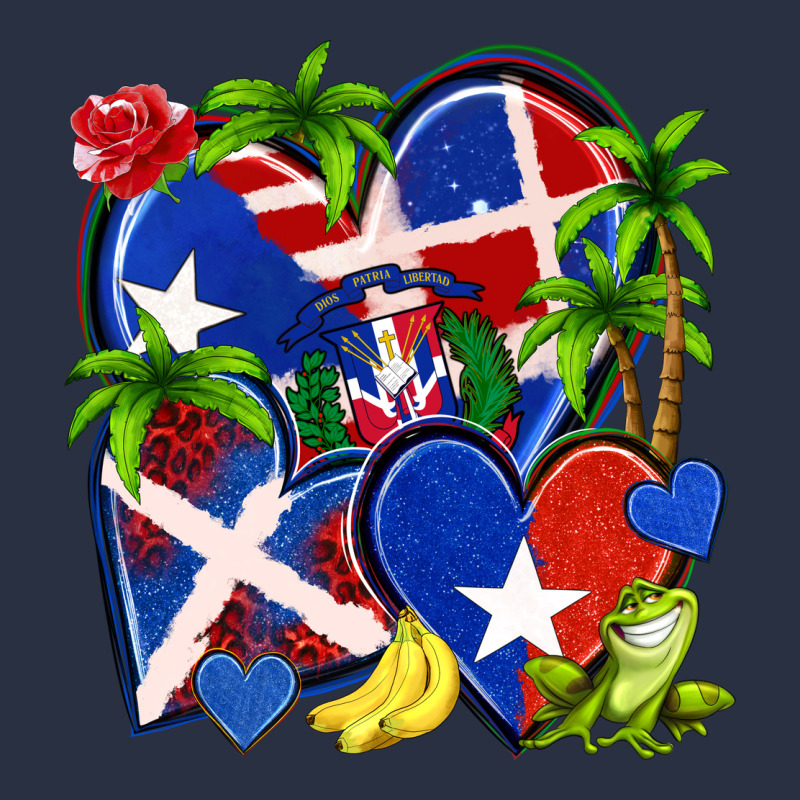 Puerto Rico With Dominican Republic Hearts Heavyweight Sweatshirt by NancyCooperArtShop | Teevron