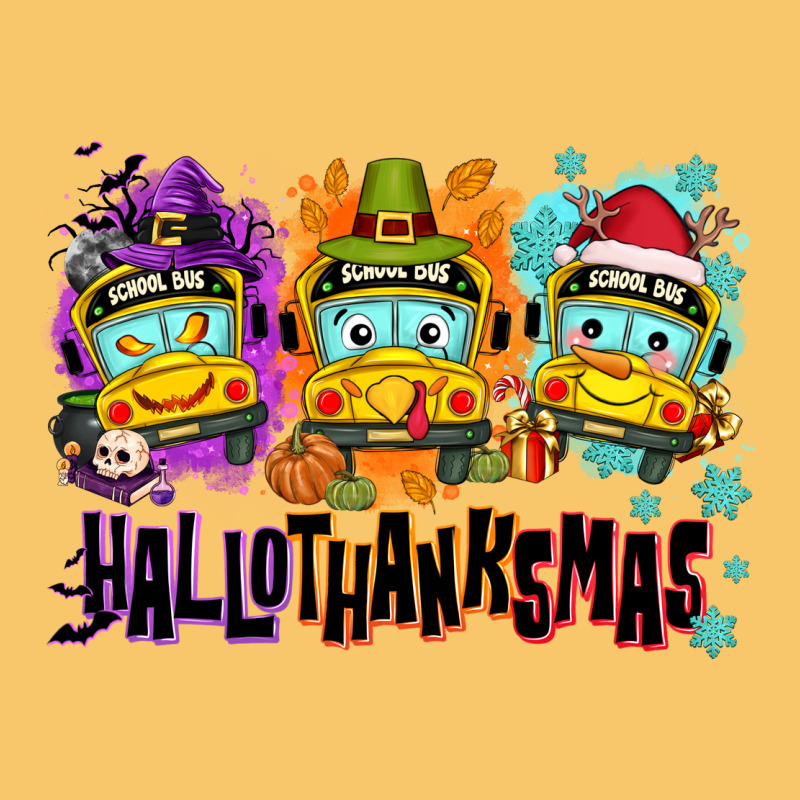 Happy Hallothanksmas School Bus Vintage Hoodie by NancyCooperArtShop | Teevron