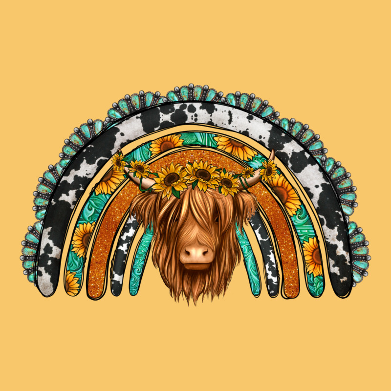 Turquoise Cowhide Sunflower Headband Highland Cow Vintage Hoodie by Jasminsmagicworld | Teevron