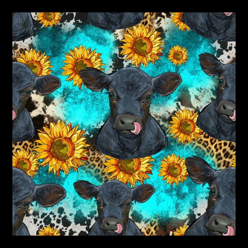 Black Angus And Sunflowers Seamless Pattern Heavy Core Tee by HRA Design Shop | Teevron