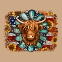 American Flag Sunflowers Highland Cow Turquoise Background Vintage Hoodie | Teevron