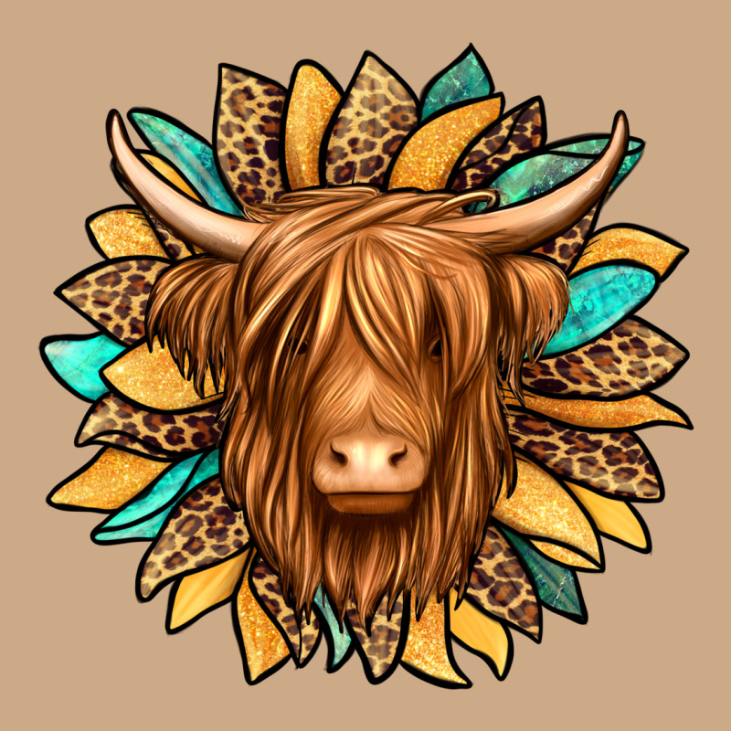 Highland Cow Turquoise Sunflower Vintage Hoodie by Jasminsmagicworld | Teevron